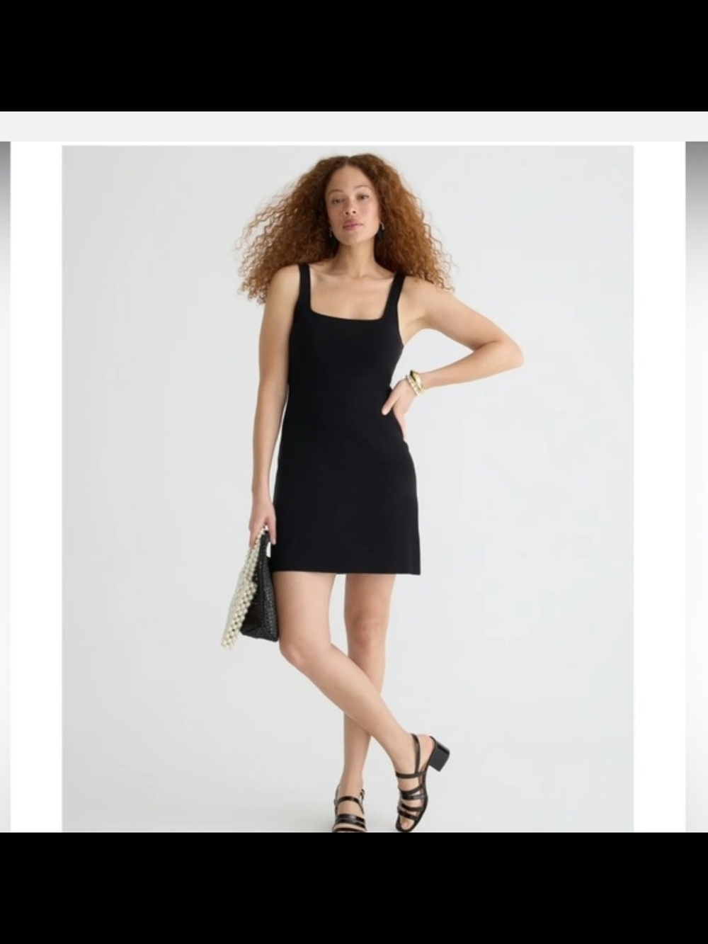 J. Crew Black Square-Neck Mini Knit Dress